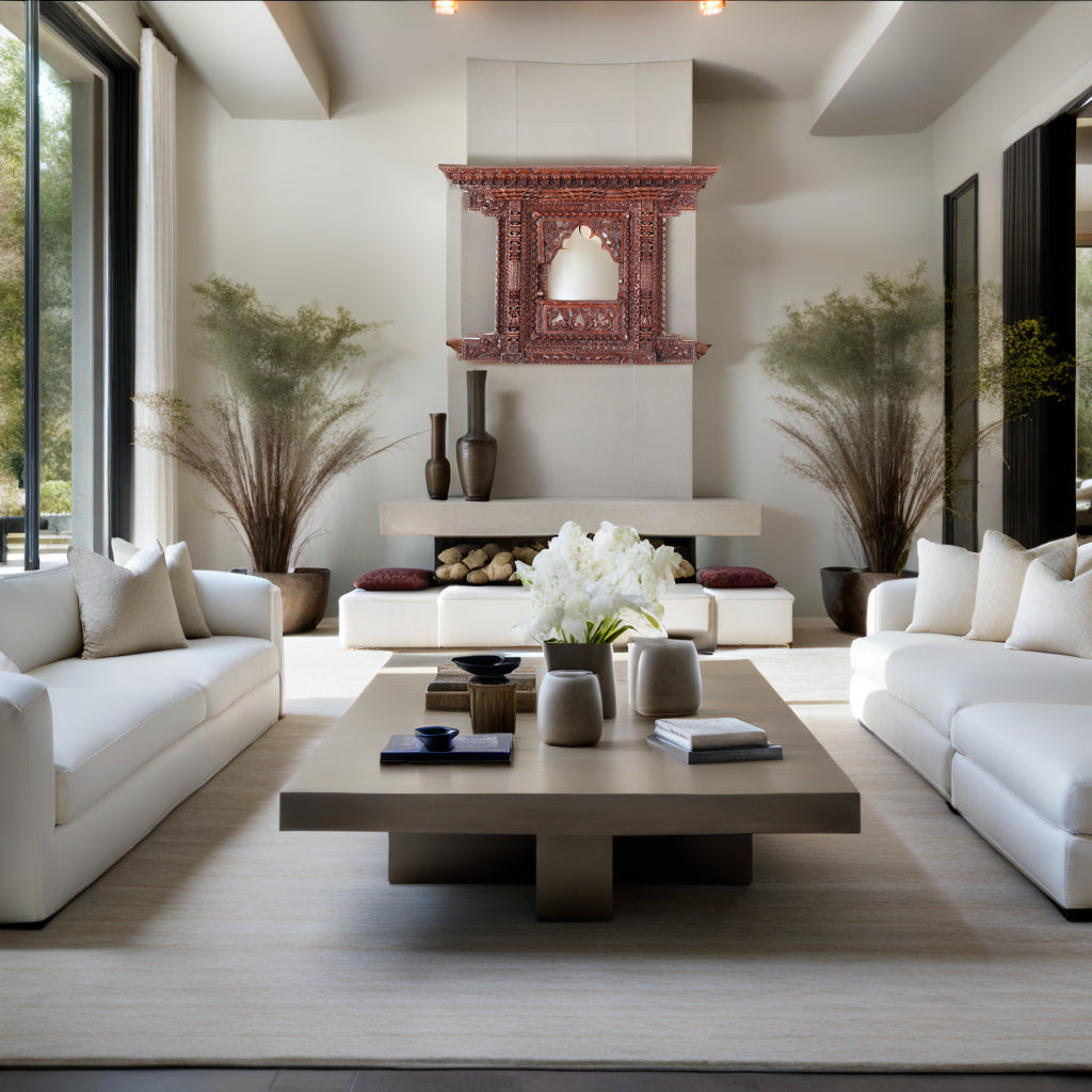 Nepalese Wooden Frame in Living Room space.