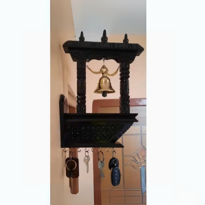 Timeless Artisan Hanging Bell Frame with Key Hooks