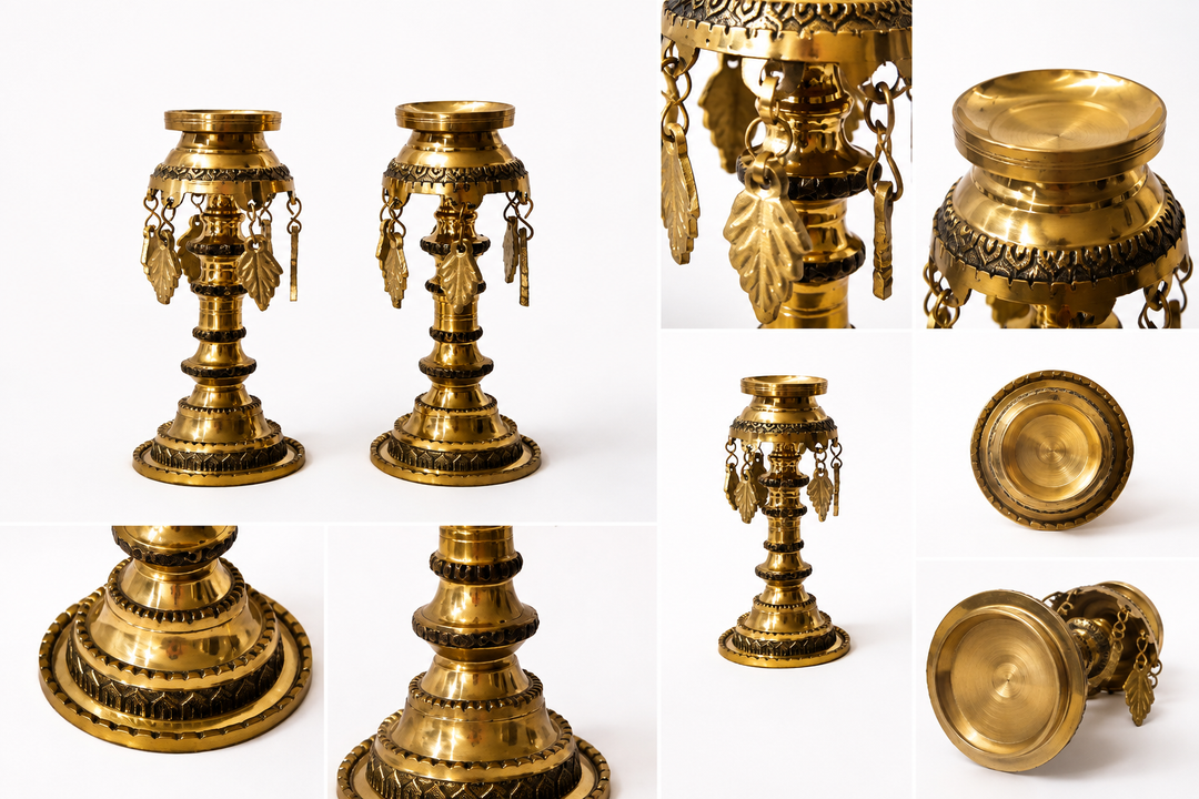 upclose - Nepalese Brass Oil Lamps (Panas) from Nepal 