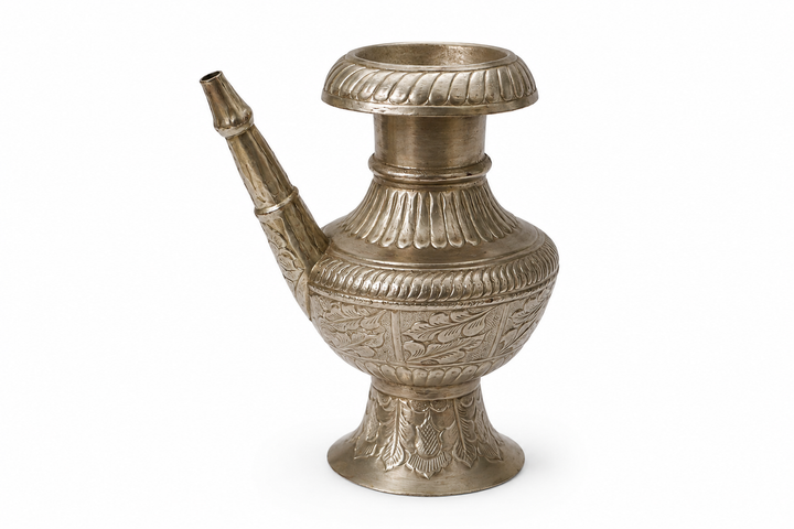 Vintage Nepalese Silver-Plated Karuwa (करुवा) – Handcrafted Ceremonial Vessel