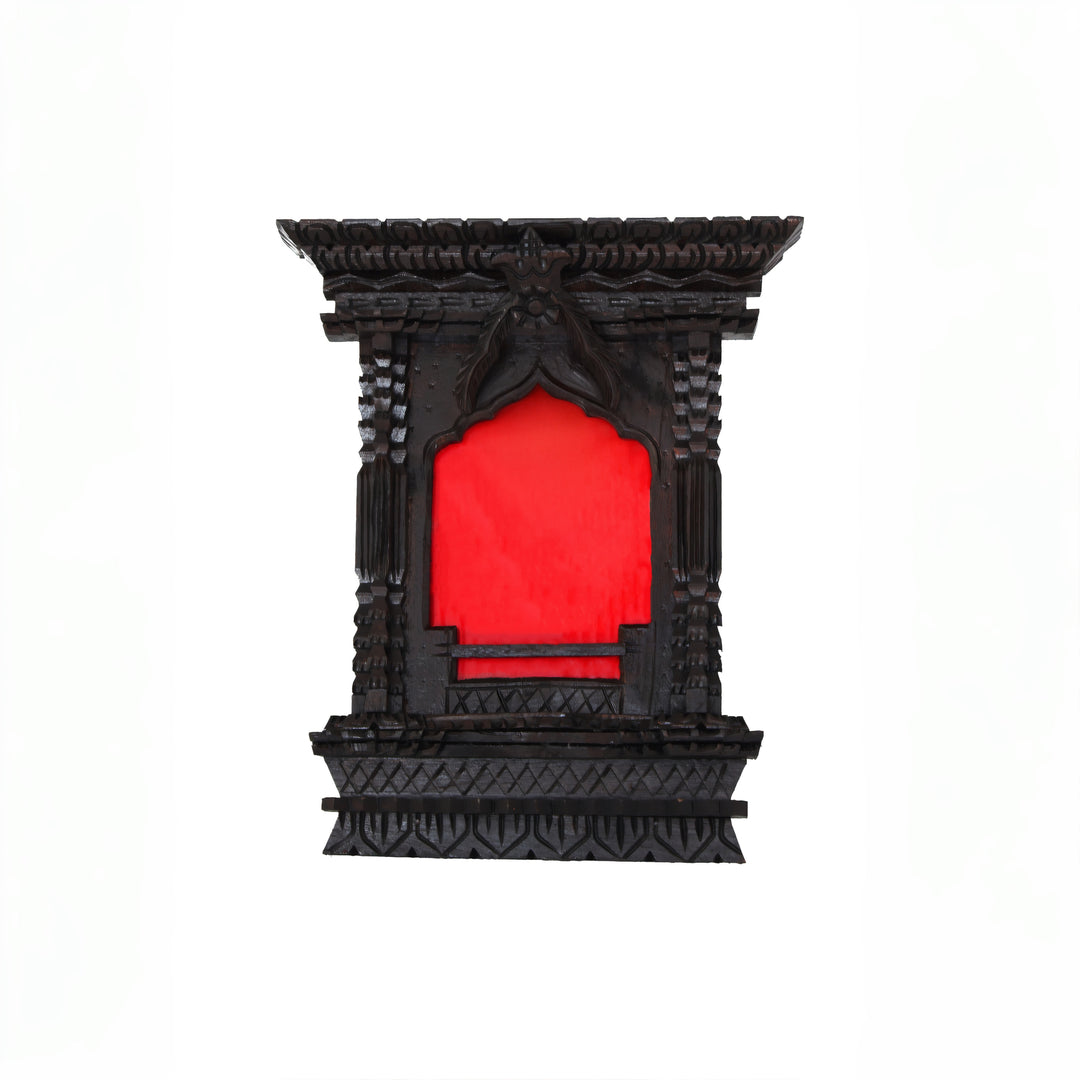 Classic Arch handcrafted wooden frame with intricate Nepalese carvings, perfect for elegant home décor and tabletop display.