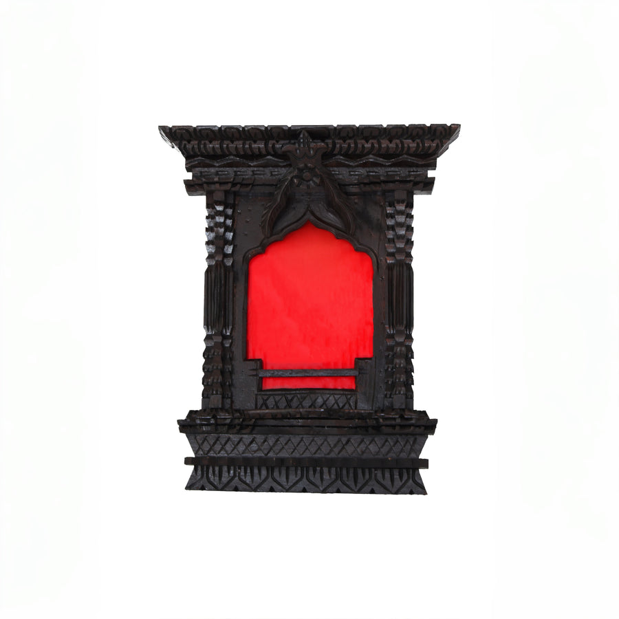 Classic Arch handcrafted wooden frame with intricate Nepalese carvings, perfect for elegant home décor and tabletop display.