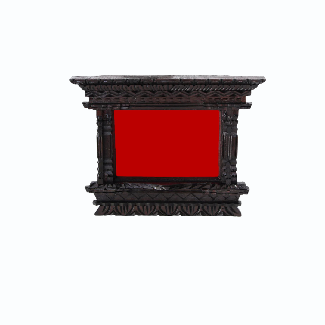 Everest Heritage A4 handcrafted wooden frame with intricate Nepalese carvings, perfect for certificates and photos.