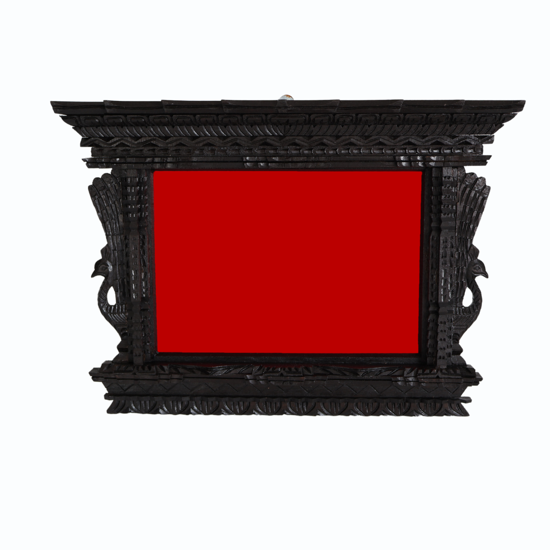 Everest Heritage Peacock handcrafted wooden frame with intricate peacock carvings, perfect for certificates and artwork.