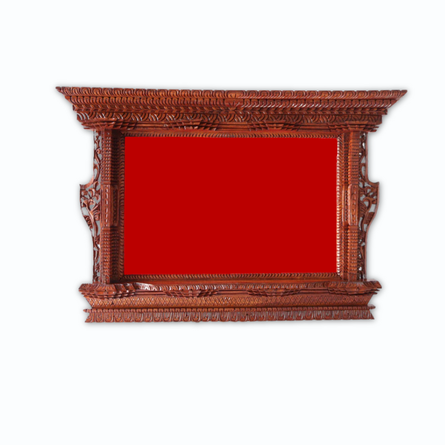 Grand Artisan handcrafted wooden frame with intricate Nepalese carvings, perfect for large photos and certificates.