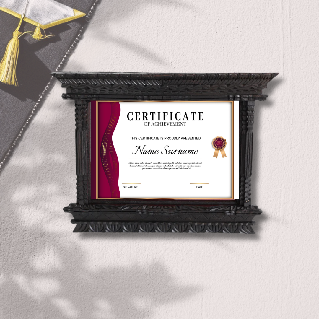 Handcrafted wooden marriage license picture frame, ideal for preserving wedding documents and certificates.